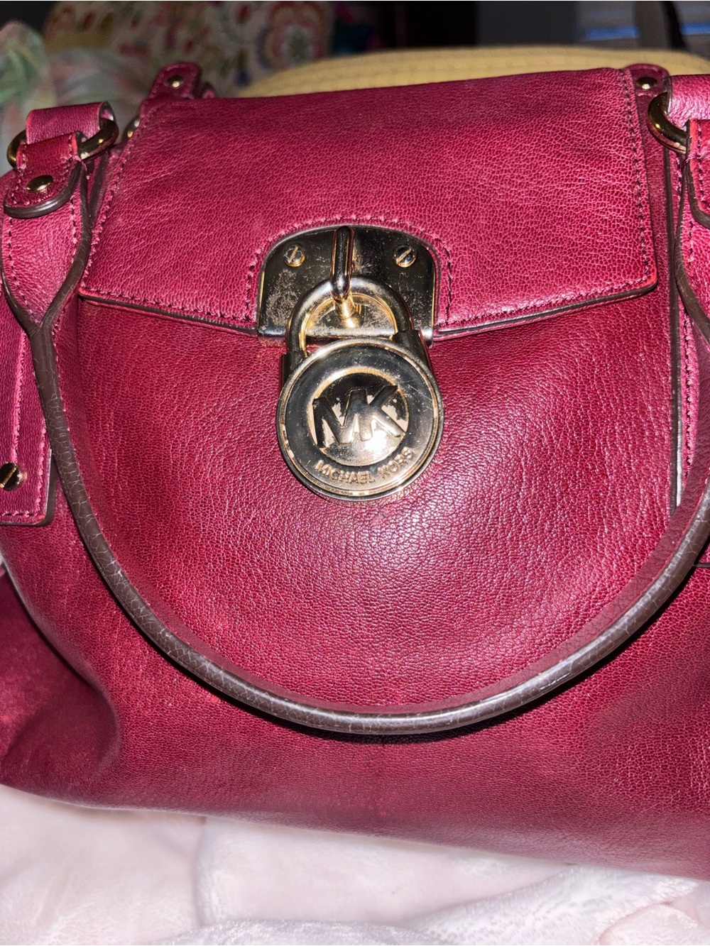 Michael Kors Women's Burgandy Satchel with Gold Hardware (see all photos)